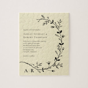 Meandering Vine Scroll Modern Wedding Invitation Legpuzzel