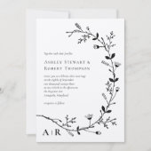 Meandering Vine Scroll Modern Wedding Invite Kaart (Voorkant)