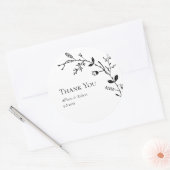 Meandering Vine Wedding Favor Black and White Ronde Sticker (Envelop)