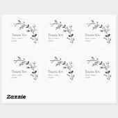 Meandering Vine Wedding Favor Black and White Ronde Sticker (Vel)
