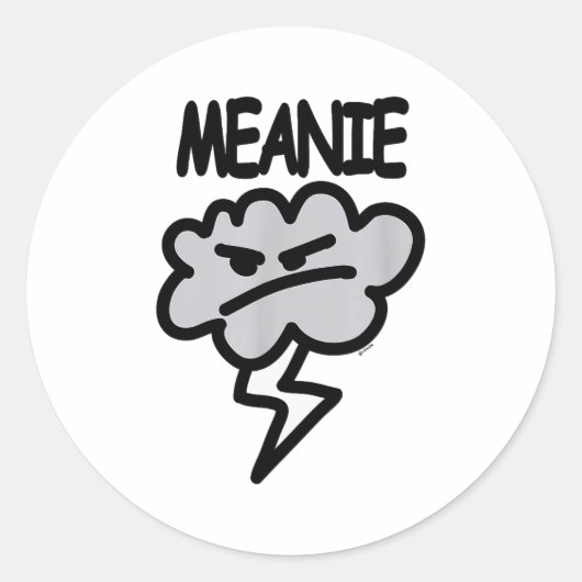 Meanie Cloud Lightning Funny Ronde Sticker (Voorkant)
