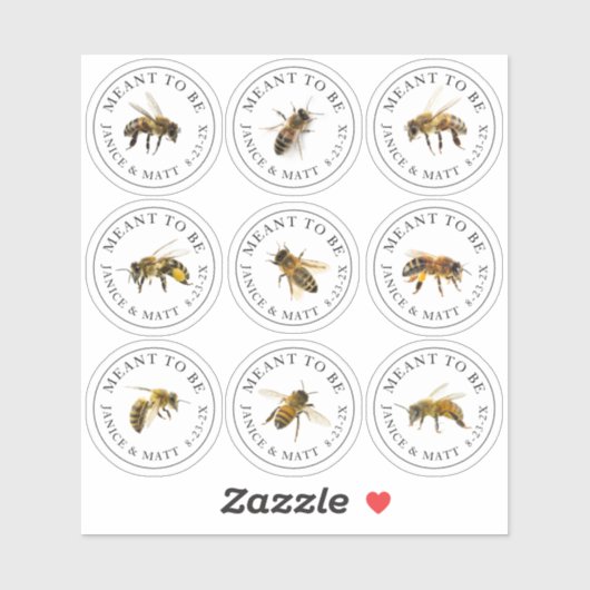 Meant to be Mini Honey Jar Bee Wedding Sticker (Vel)