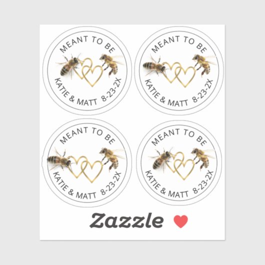 Meant to be Mini Honey Jar Bee Wedding Sticker (Vel)