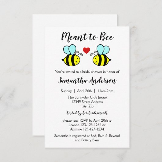 Meant to Bee - 3x5 Bruiloft Uitnodiging (Voorkant / Achterkant)