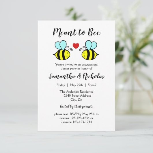 Meant to Bee - 3x5 Verloving Uitnodiging voor het  (Staand voorkant)