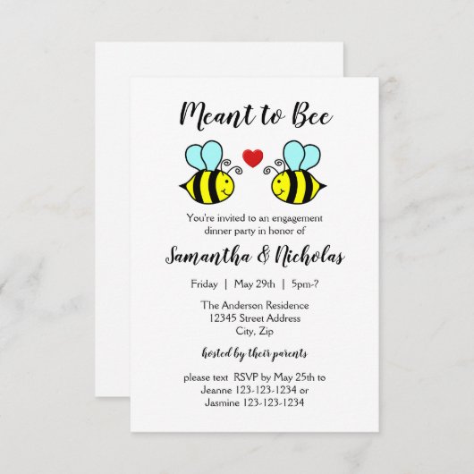 Meant to Bee - 3x5 Verloving Uitnodiging voor het (Voorkant / Achterkant)