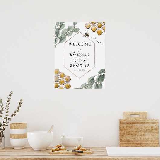 Meant to Bee Eucalyptus Baby Shower Welcome  Poster (Keuken)