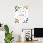 Meant to Bee Eucalyptus Baby Shower Welcome Poster (Thuiskantoor)