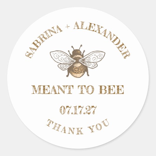 Meant To Bee Honey Jar Wedding Favor Labels (Voorkant)