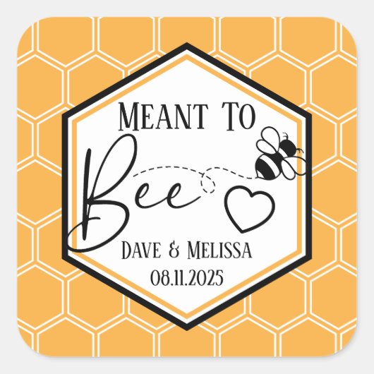 Meant to Bee Honeycomb Personalized Wedding Vierkante Sticker (Voorkant)