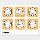 Meant to Bee Honeycomb Personalized Wedding Vierkante Sticker (Vel)
