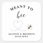 Meant to Bee Jar Label, Wedding Favor Honey  Vierkante Sticker (Voorkant)