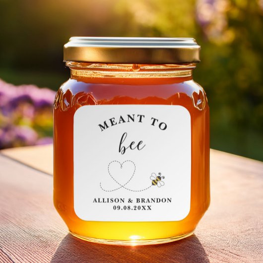 Meant to Bee Jar Label, Wedding Favor Honey  Vierkante Sticker