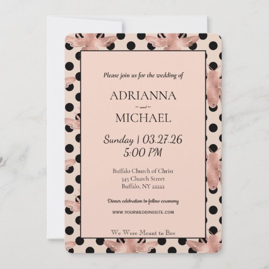 Meant to Bee Rustic Pink Wedding Invitation Kaart (Voorkant)