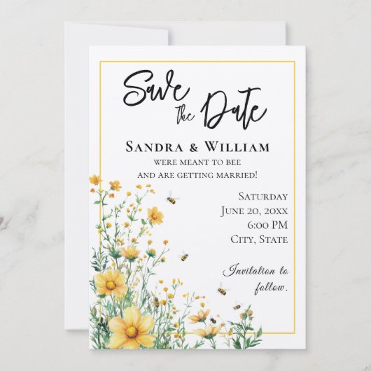 Meant to Bee Rustic Save the Date Kaart (Voorkant)
