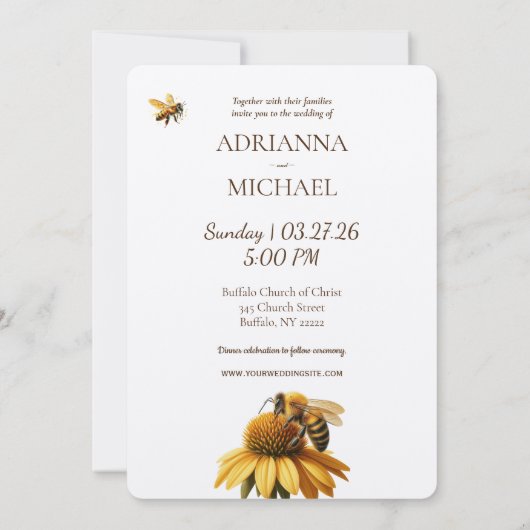 Meant to Bee Rustic Wedding Invitation Kaart (Achterkant)