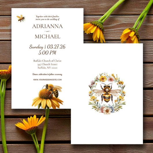 Meant to Bee Rustic Wedding Invitation Kaart