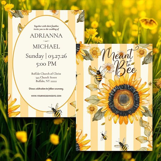 Meant to Bee Rustic Wedding Invitation Kaart