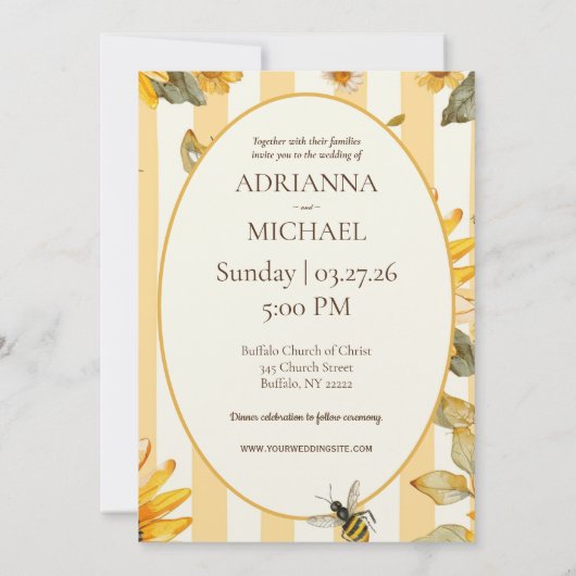 Meant to Bee Rustic Wedding Invitation Kaart (Achterkant)
