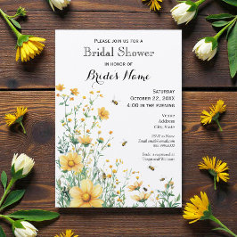 Meant to Bee Rustic Yellow Bridal Shower Kaart