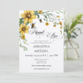 Meant to Bee Rustic Yellow Wedding Invitation Kaart (Staand voorkant)
