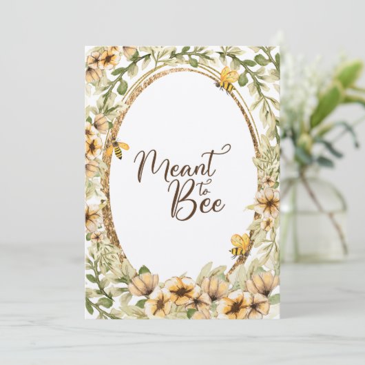 Meant to Bee Rustic Yellow Wedding Invitation Kaart (Staand voorkant)