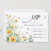 Meant to Bee Rustic Yellow Wedding RSVP Kaart (Voorkant)