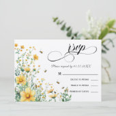 Meant to Bee Rustic Yellow Wedding RSVP Kaart (Staand voorkant)