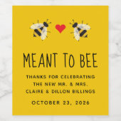 Meant to bee Wedding Favor Label Wijn Etiket (Enkel label)