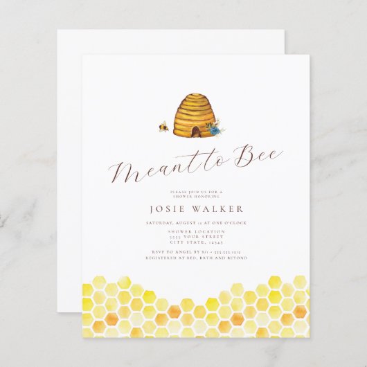 Meant-to-bijenbridal Shower-uitnodiging (Voorkant / Achterkant)