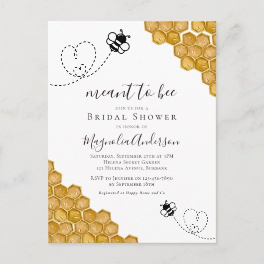Meant-to-bijenbridal Shower-uitnodiging Briefkaart (Voorkant)
