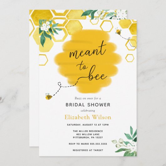 Meant-to-bijenbridal Shower-uitnodiging Kaart (Voorkant / Achterkant)