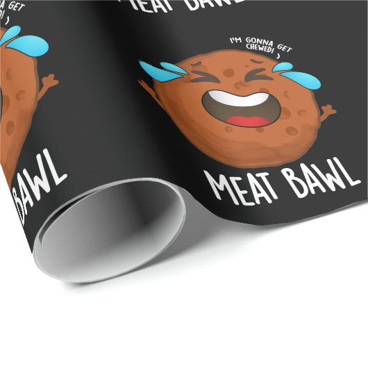 Meat-bawl Grappige Gehaktbal Pun Donker BG Cadeaupapier (Rol Hoek)