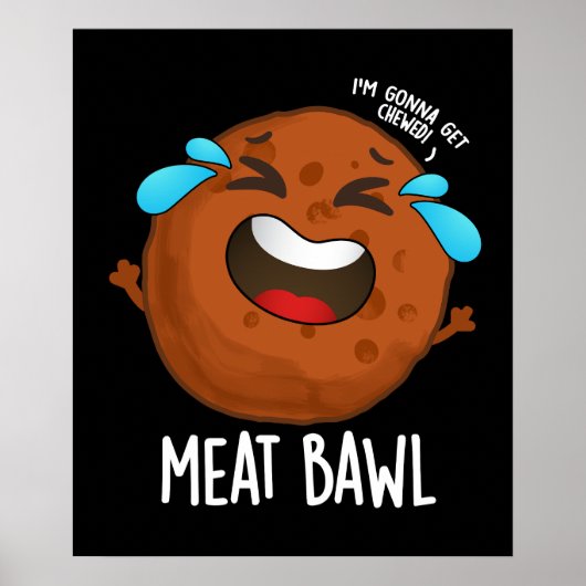 Meat-bawl Grappige Gehaktbal Pun Donker BG Poster (Voorkant)