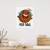 Meat-bawl Grappige Gehaktbal Pun Poster (Keuken)