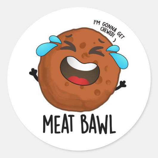 Meat-bawl Grappige Gehaktbal Pun Ronde Sticker (Voorkant)