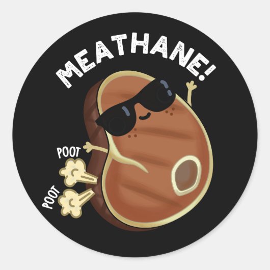 Meat-hane Grappig Scheten Vlees Pun Donker BG Ronde Sticker (Voorkant)