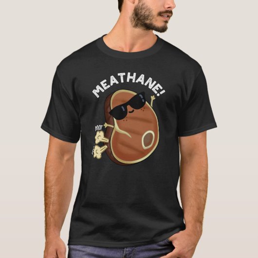 Meat-hane Grappig Scheten Vlees Pun Donker BG T-shirt (Voorkant)