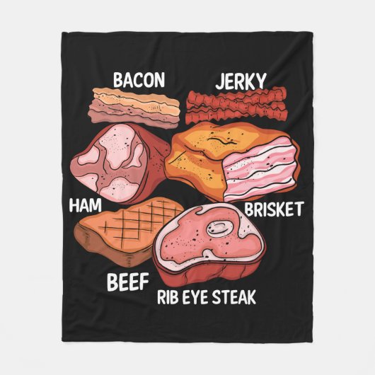 Meat Lover Mannen Barbecue Brisket Steak Grill BBQ Fleece Deken (Voorkant)