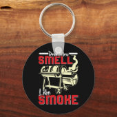 Meat Lover Real Men Smell Like Smoke Funny Men Sleutelhanger (Voorkant)