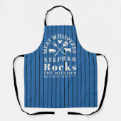 Meat Whisperer BBQ Master Blauwe Pinstripe Ontwerp Schort (Voorkant)