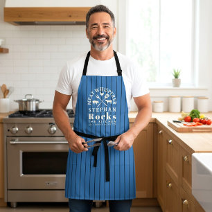 Meat Whisperer BBQ Master Blauwe Pinstripe Ontwerp Schort
