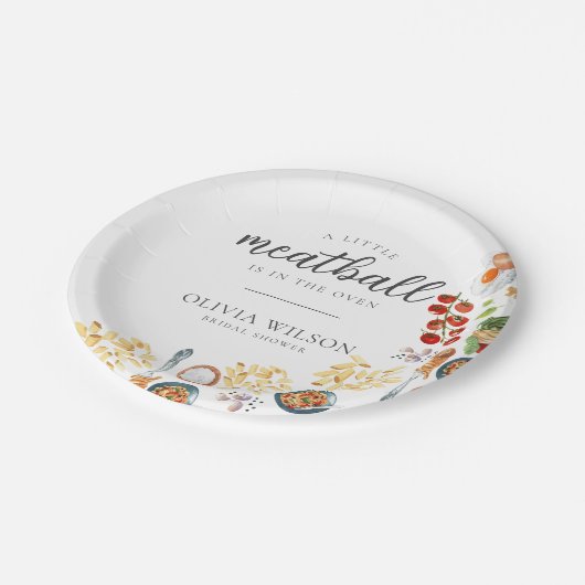 Meatball Italiaans Baby shower Papieren Bordje (Gekanteld)
