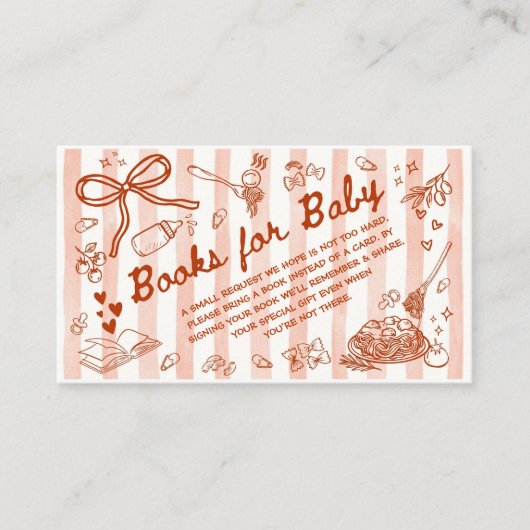 MeatBall Italian Baby Shower Books for Baby Informatiekaartje (Voorkant)