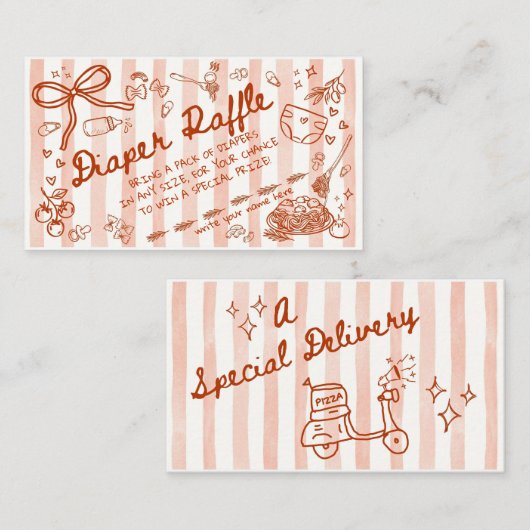 Meatball Italian Theme Diaper Raffle Informatiekaartje (Voorkant / Achterkant)
