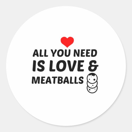 MEATBALLEN AND LOVE RONDE STICKER (Voorkant)