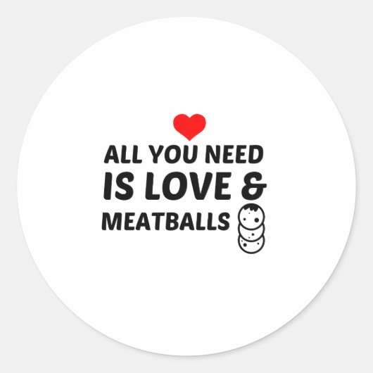MEATBALLEN AND LOVE RONDE STICKER (Voorkant)