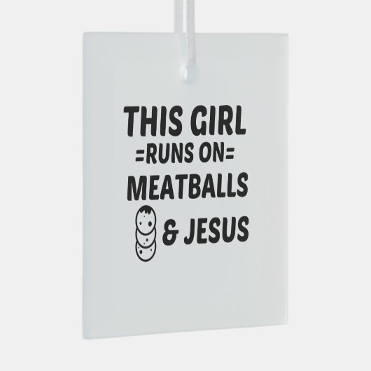 MEATBALLS AND JESUS GLAS ORNAMENT (Voorkant Rechts)
