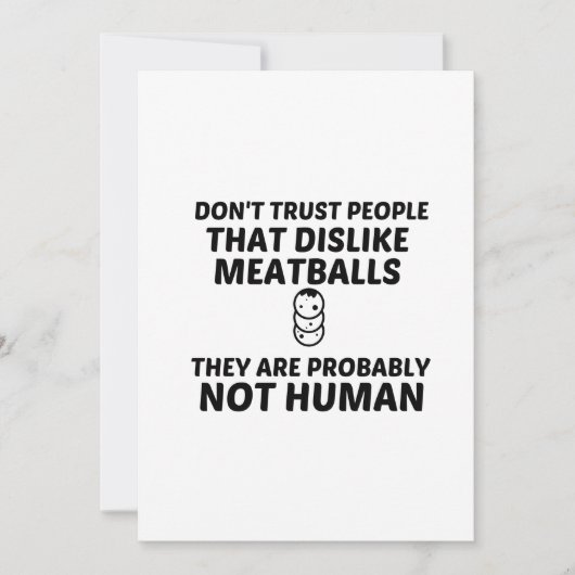 MEATBALLS DISLIKE NOT HUMAN BEDANKKAART (Voorkant)