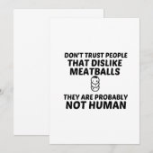 MEATBALLS DISLIKE NOT HUMAN BEDANKKAART (Voorkant / Achterkant)